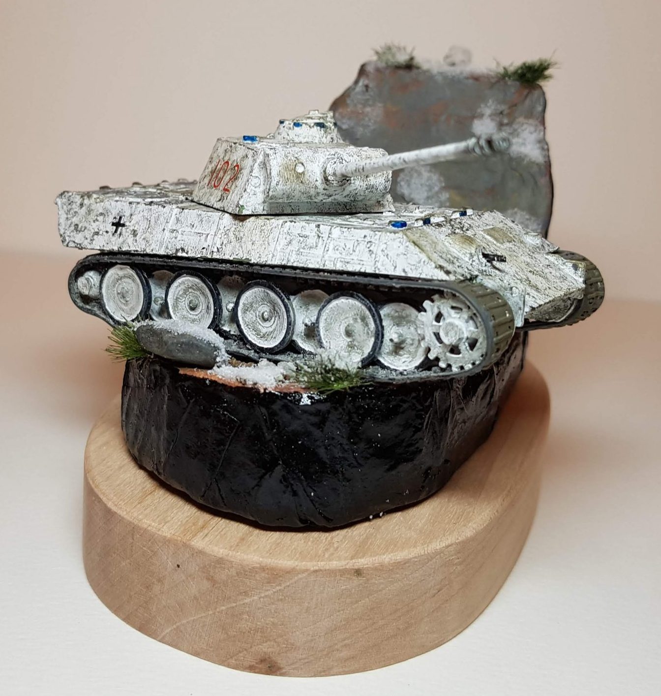 Model of Winter Panther Tank (WW2) - Angle View - 1/76 Scale - Built By Wright Built - Airfix Models