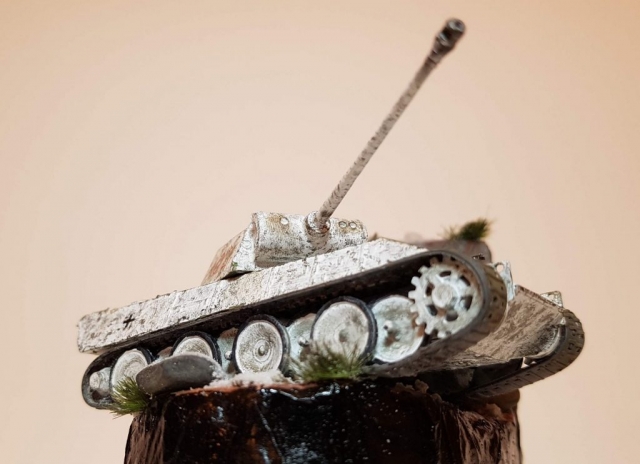 Model of Winter Panther Tank (WW2) - Angle View (Lower) - 1/76 Scale - Built By Wright Built - Airfix Models