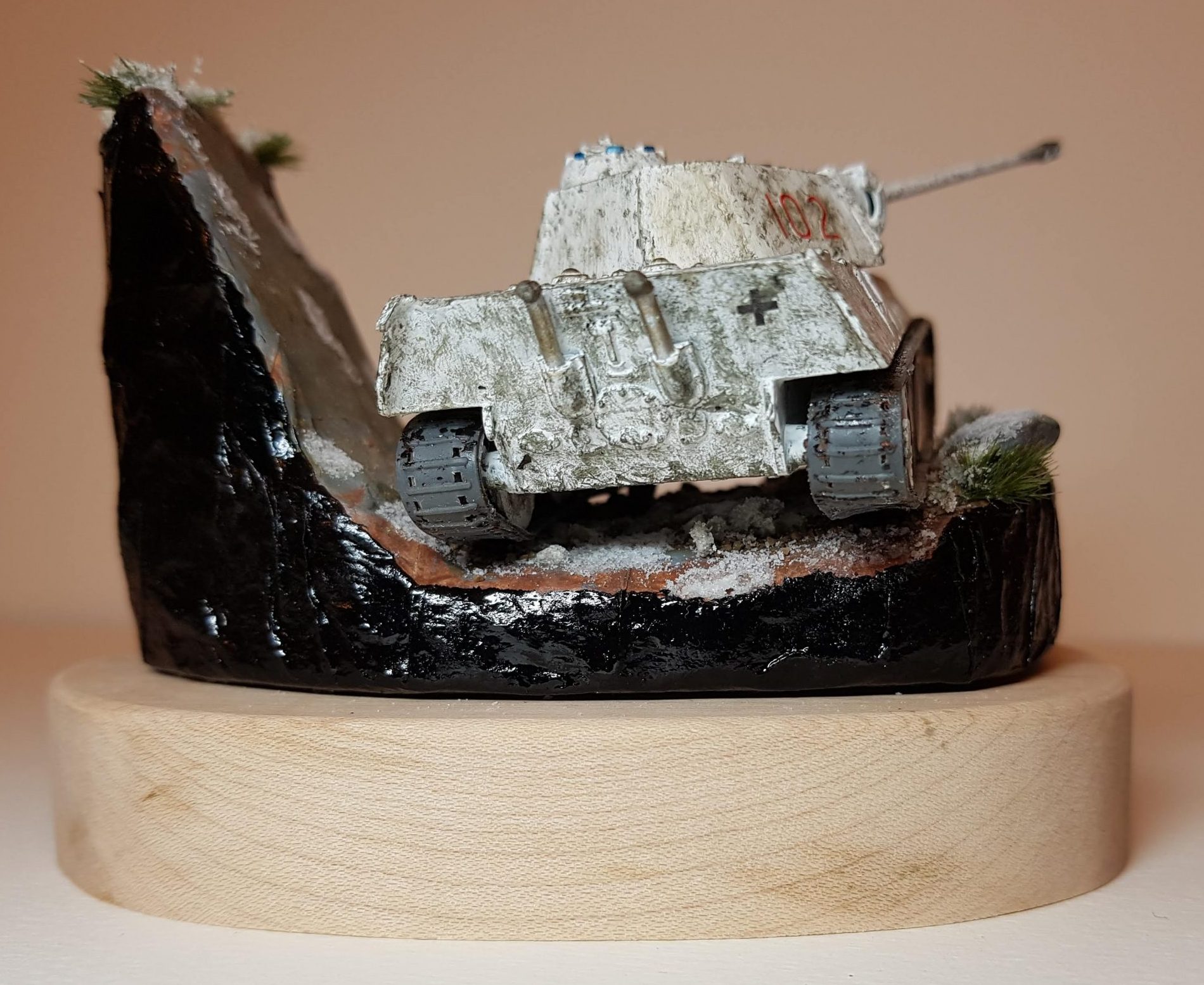 Model of Winter Panther Tank (WW2) - Rear View - 1/76 Scale - Built By Wright Built - Airfix Models