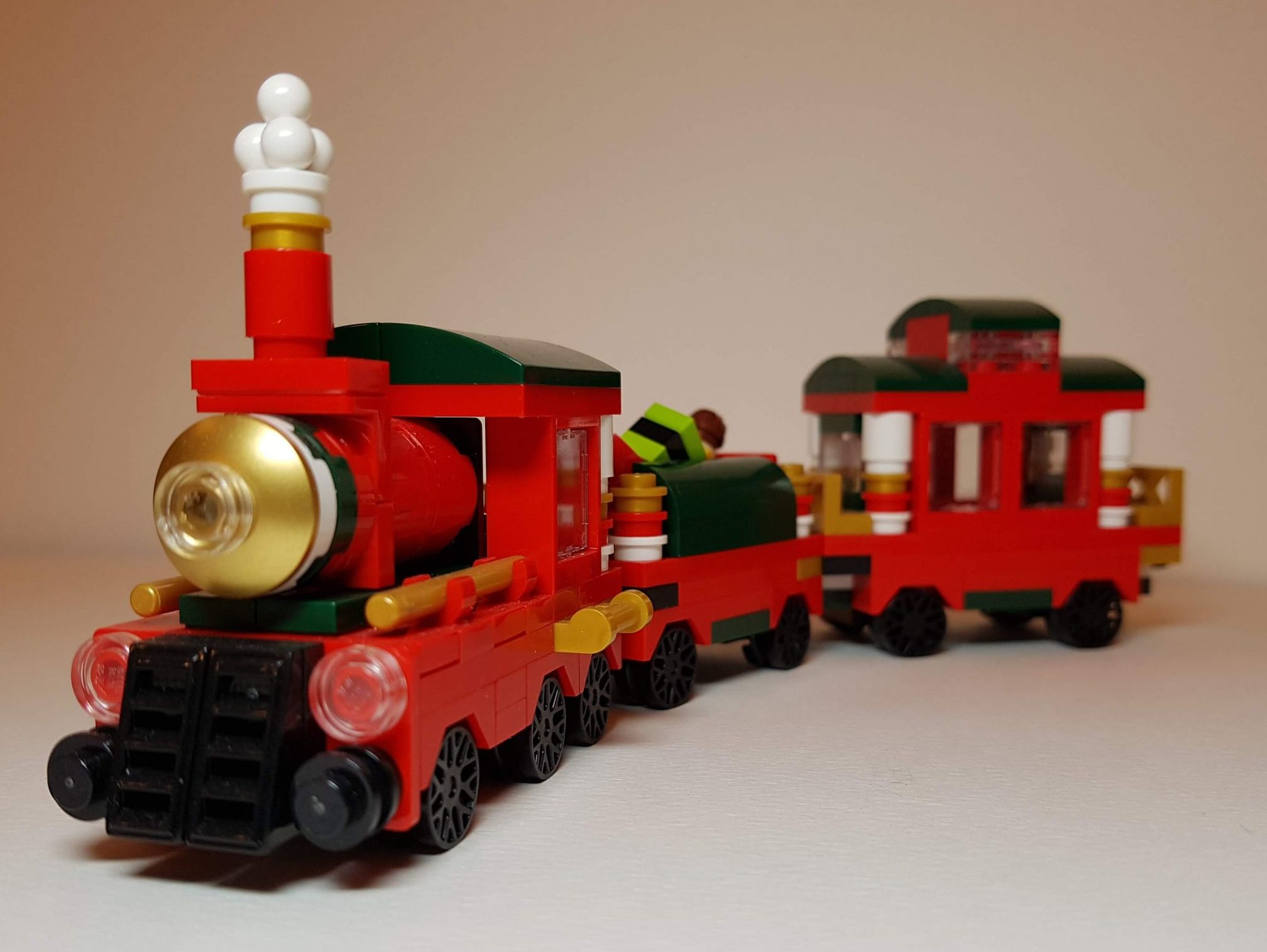Mini Christmas Train (LEGO 40138) - Angle View - Built By Wright Built
