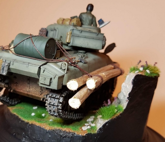 Kit-bashed - M4 Sherman (WW2) - Rear View - 1/35 Scale - Built By Wright Built - Tamiya, Italeri, Formations, Others, Sculpted